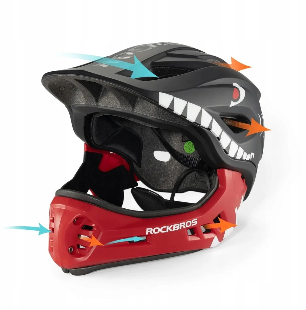 Rockbros TT-32006 Shark dziecięcy su odpinaną szczęką dydis S (48-52) - juoda