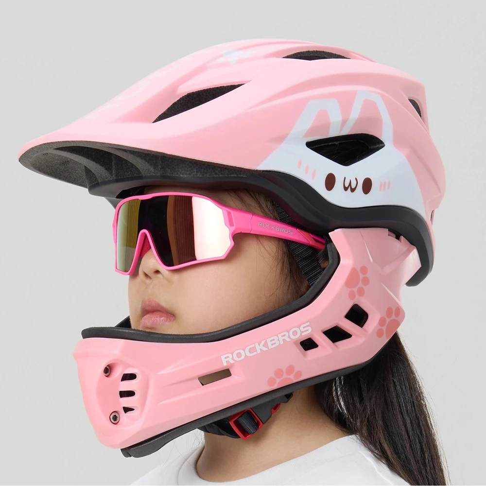 Rockbros TT-32002 Rabbit dziecięcy su odpinaną szczęką dydis M (54-58) - rožinė