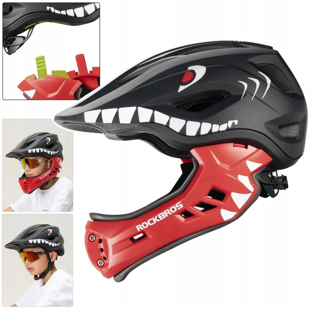 Rockbros TT-32006 Shark dziecięcy su odpinaną szczęką dydis S (48-52) - juoda