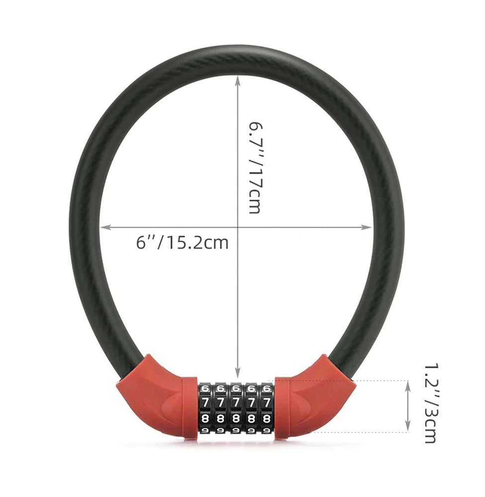 RockBros Zapięcie rowerowe Rockbros RKS870-BK na szyfr linka plieninė 85 cm - raudona