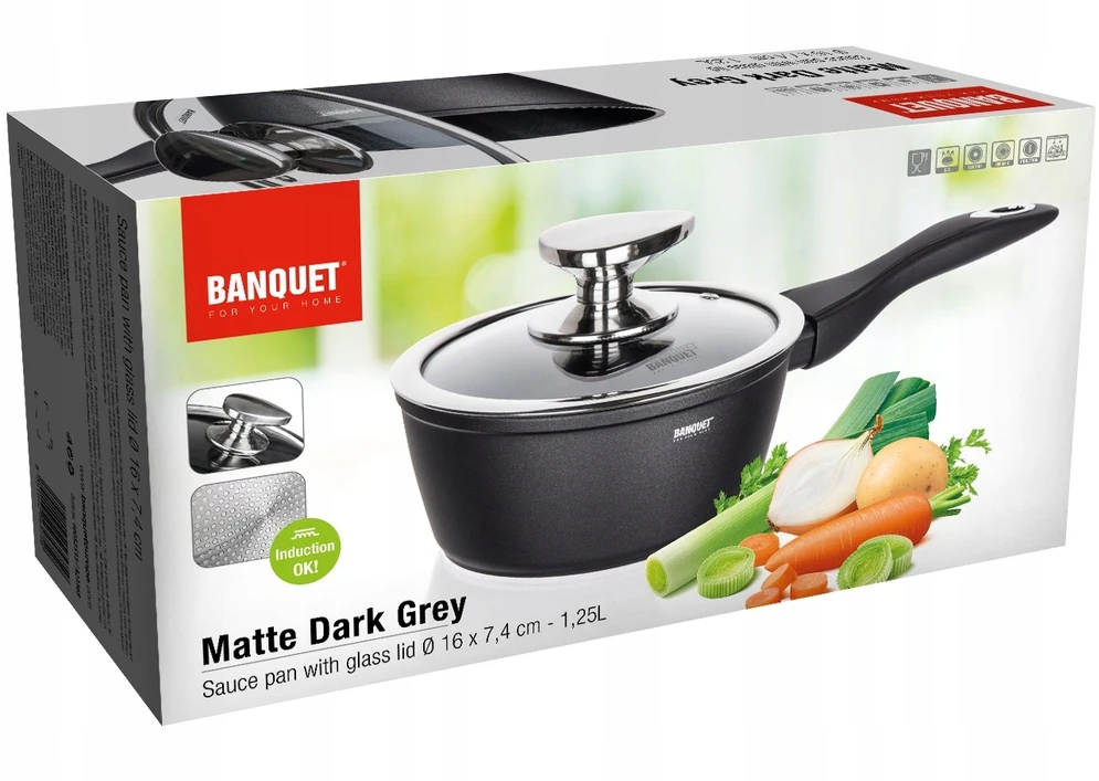 Rondelis Banquet su stikliniu dangčiu 16cm 1.25l, nepridegančia danga
