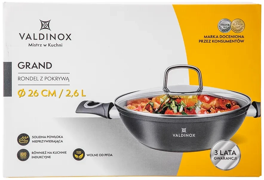 Rondelis su stikliniu dangčiu Valdinox Grand 26cm