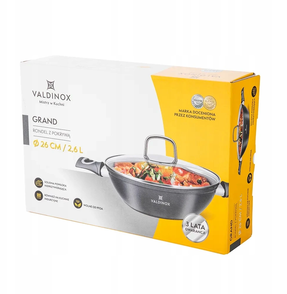 Rondelis su stikliniu dangčiu Valdinox Grand 26cm