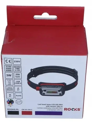 ROOKS COLOR PRO PRIEKINIS ŽIBINTAS SU 250LM JUTIKLIU