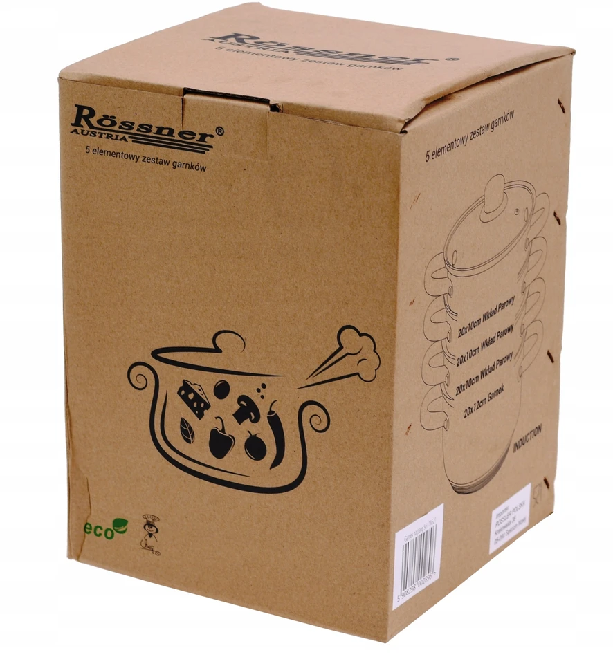 Rossner GARO PUODŲ rinkinys 5 vnt. 20 cm. PUODAS 3,8 L DUJŲ ĮVEDIMAS