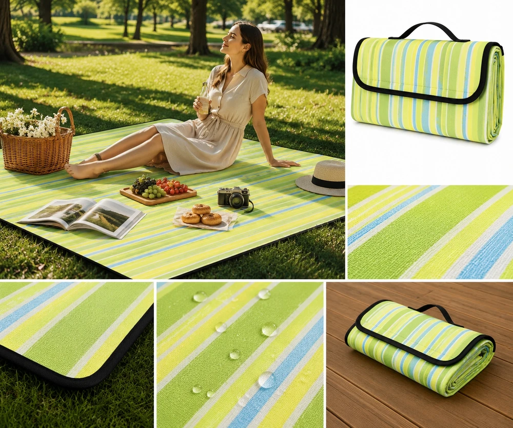Rossner PAPLŪDŽIO PIKNIKO KILĖLIS 200 x 200 CM – DIDELIS, SULANKSTAMAS VAIKŲ ŠEIMAI