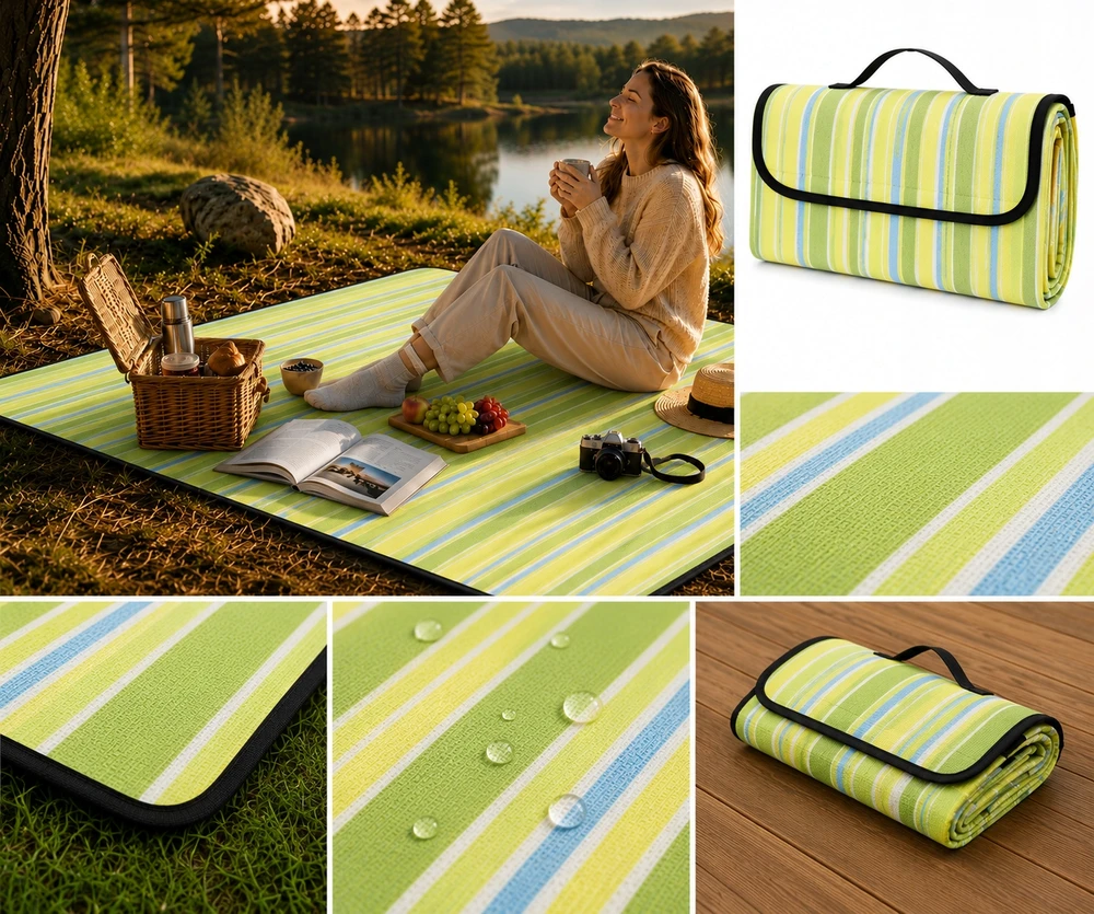 Rossner PAPLŪDŽIO PIKNIKO KILĖLIS 200 x 200 CM – DIDELIS, SULANKSTAMAS VAIKŲ ŠEIMAI