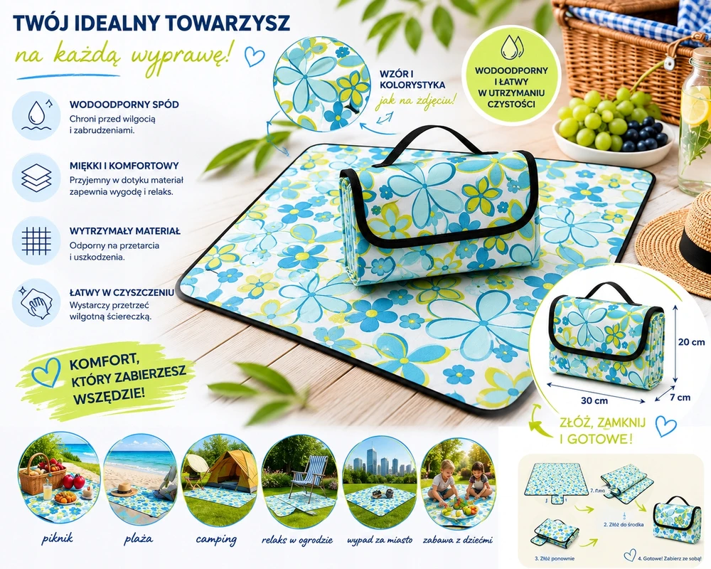 Rossner PAPLŪDŽIO PIKNIKO KILMĖS ANTKLĖ 200 x 90 CM – SULANKSTAMAS LAISVAS VAIKŲ ŠEIMAI