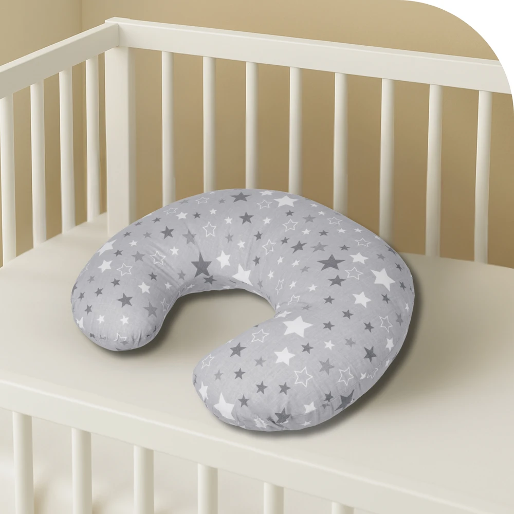 Rotex FEDING SLEEPING pagalvė Croissant vaikams 60x45 XXL su pupelių pagalvės užvalkalu