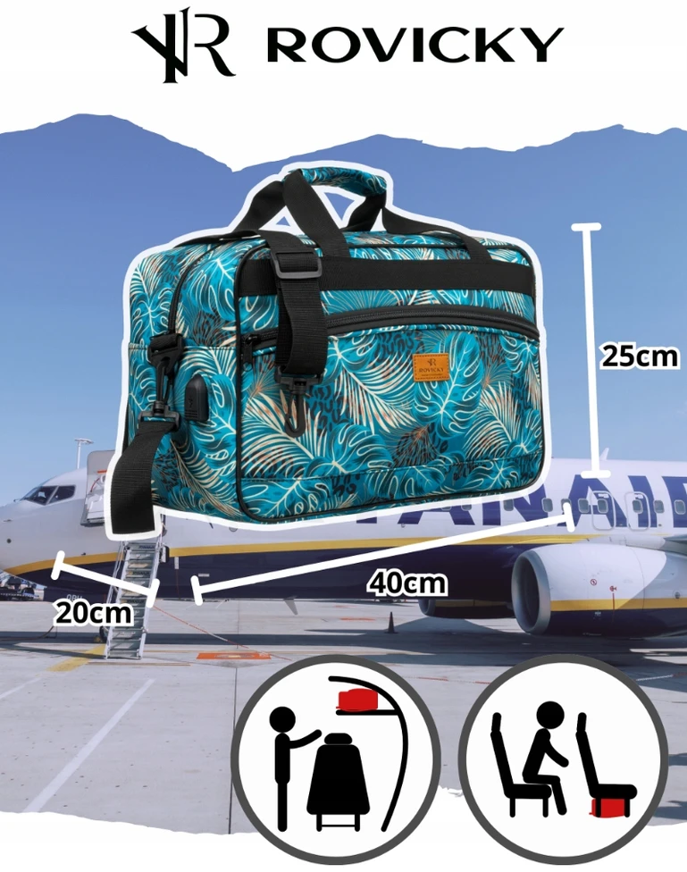 Kelioninis krepšys su nuimamu dirželiu ir išorine užtraukiama kišene - Rovicky