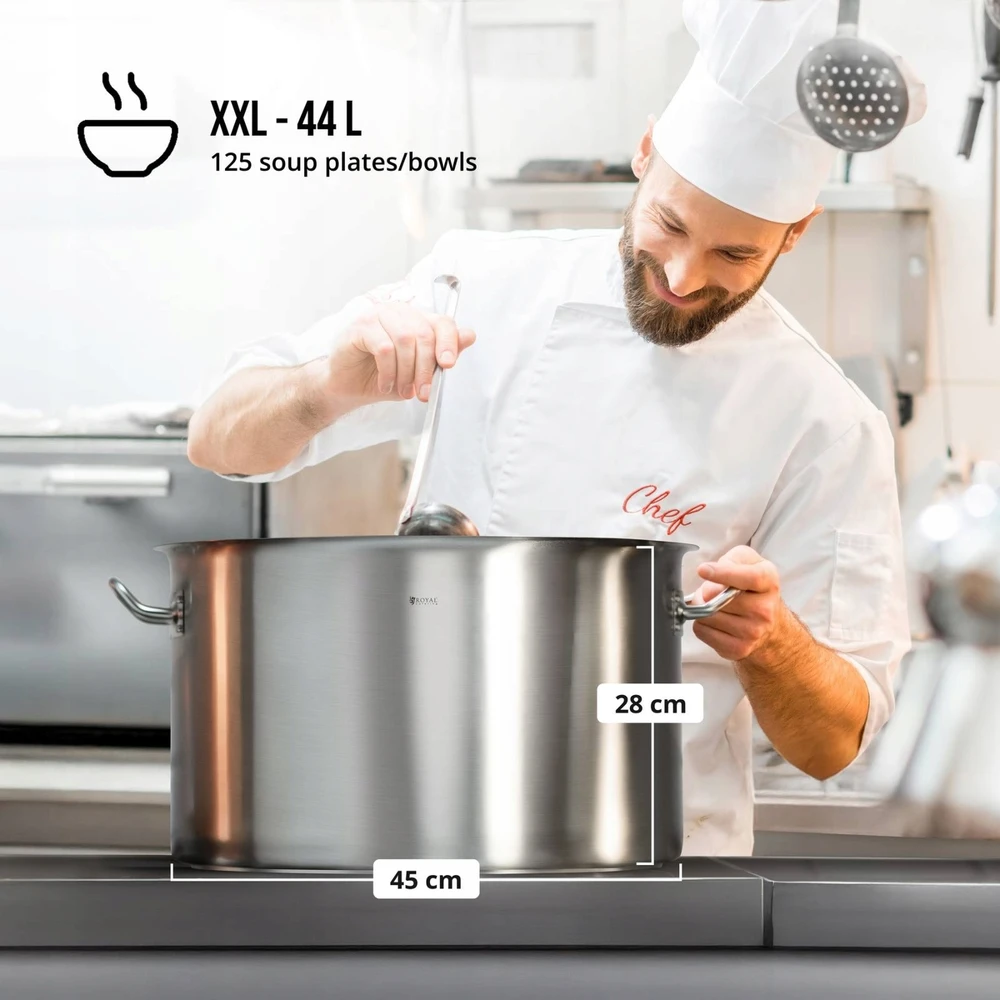 Royal Catering Plieninis katilas, indukcinis puodas su dangčiu 44 l