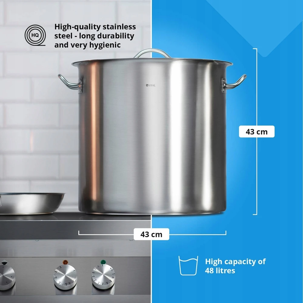 Royal Catering NERŪDIJANČIO PLIENO PUODAS - 50L - DANGINIS
