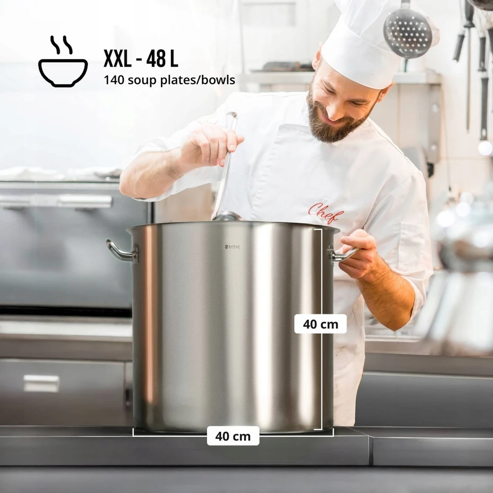 Royal Catering NERŪDIJANČIO PLIENO PUODAS - 50L - DANGINIS