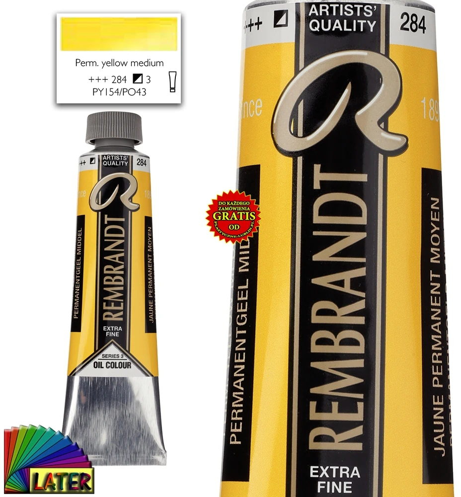 Royal Talens Akrilinė dažai - Vidutinė nuolatinė geltona - 284 - Extra-fine - Rembrandt - 40ml tūbelė