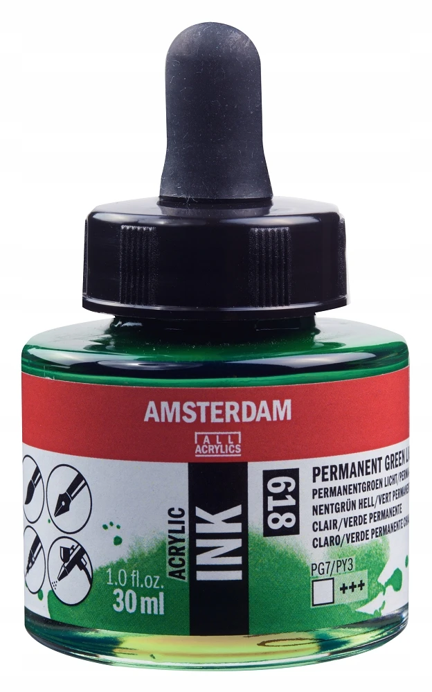 Royal Talens Akrilinė rašalo buteliukas Amsterdam 30ml šviesiai žalias permanentinis