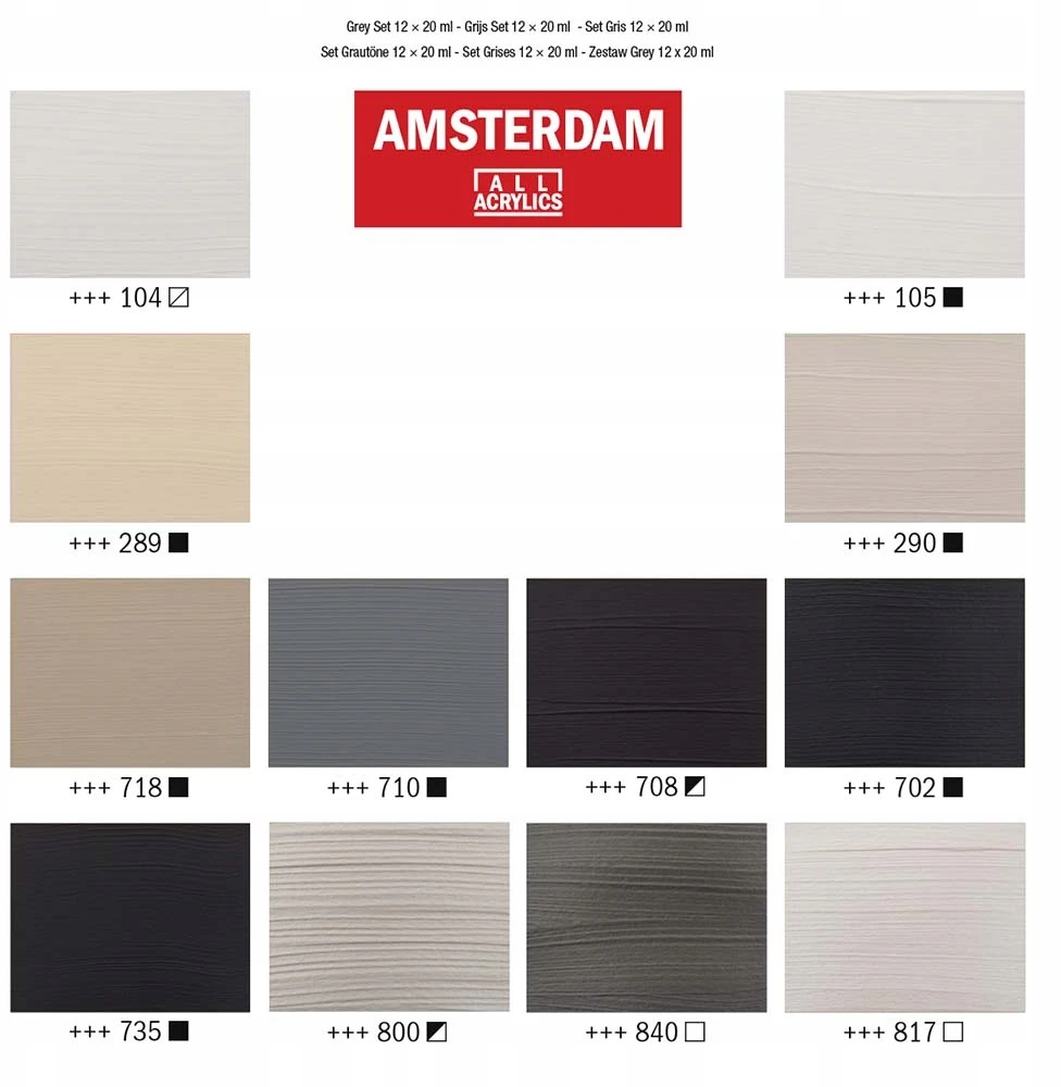 Royal Talens Amsterdam Akriliniai Dažai 12x20ml Pilki