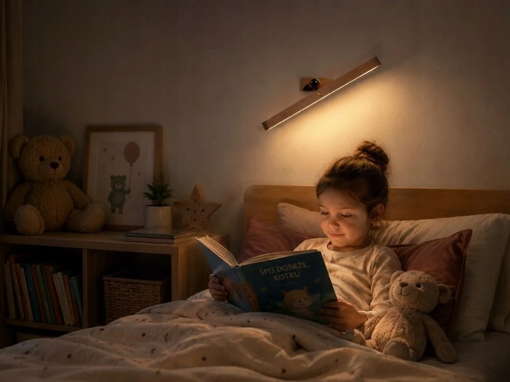 Rozz Lampka nocna ścienna magnetyczna LED kinkiet USB -c drewniana dotykowa