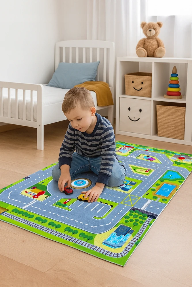 Rugo DYWAN 120x180 ULICE DROGI AUTA MIASTO ANTYPOŚLIZGOWY DLA DZIECI DZIEDZIĘCY