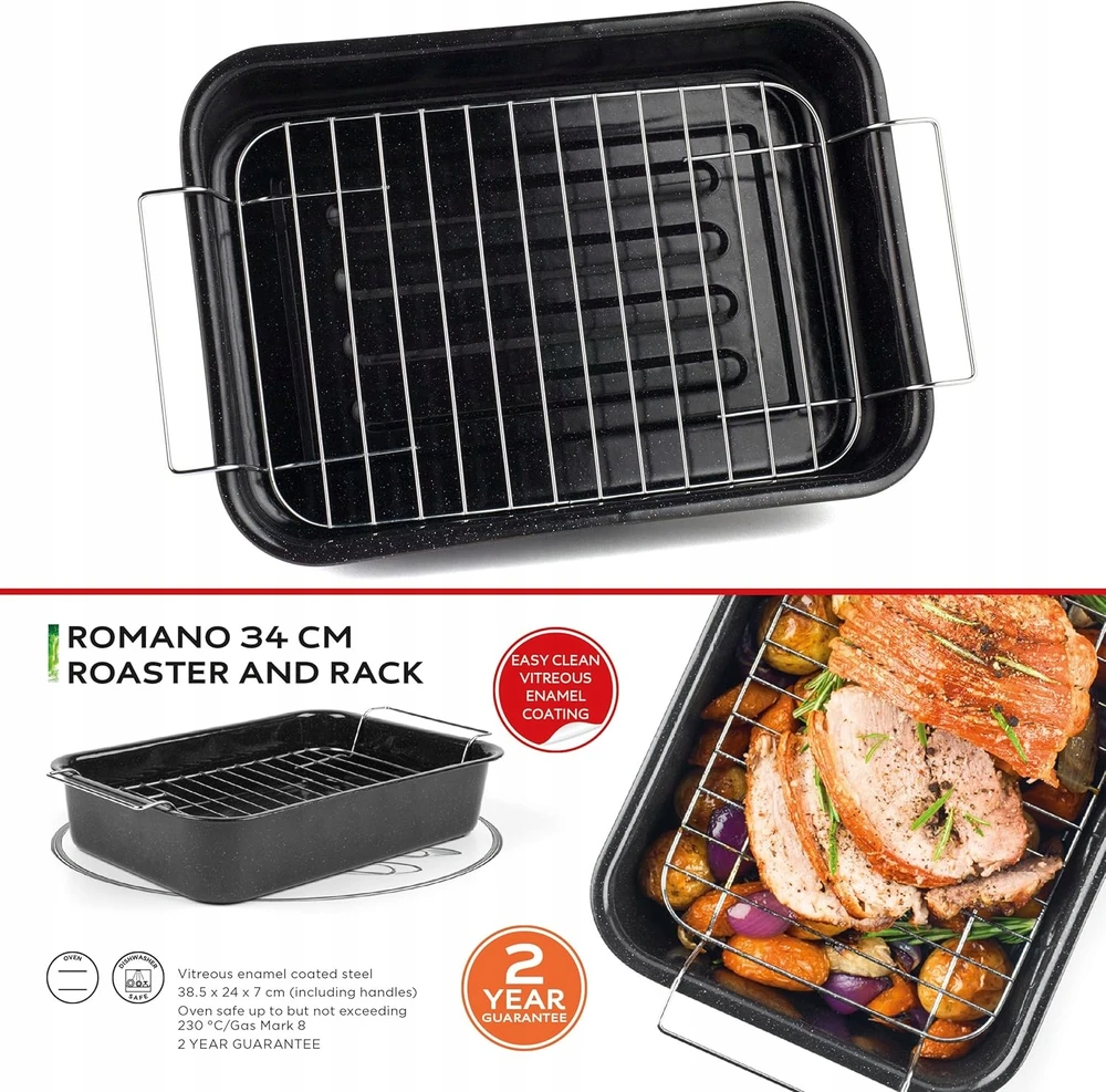Russell Hobbs skarda skrudinimui Enamel Roaster & Rack, 34 cm