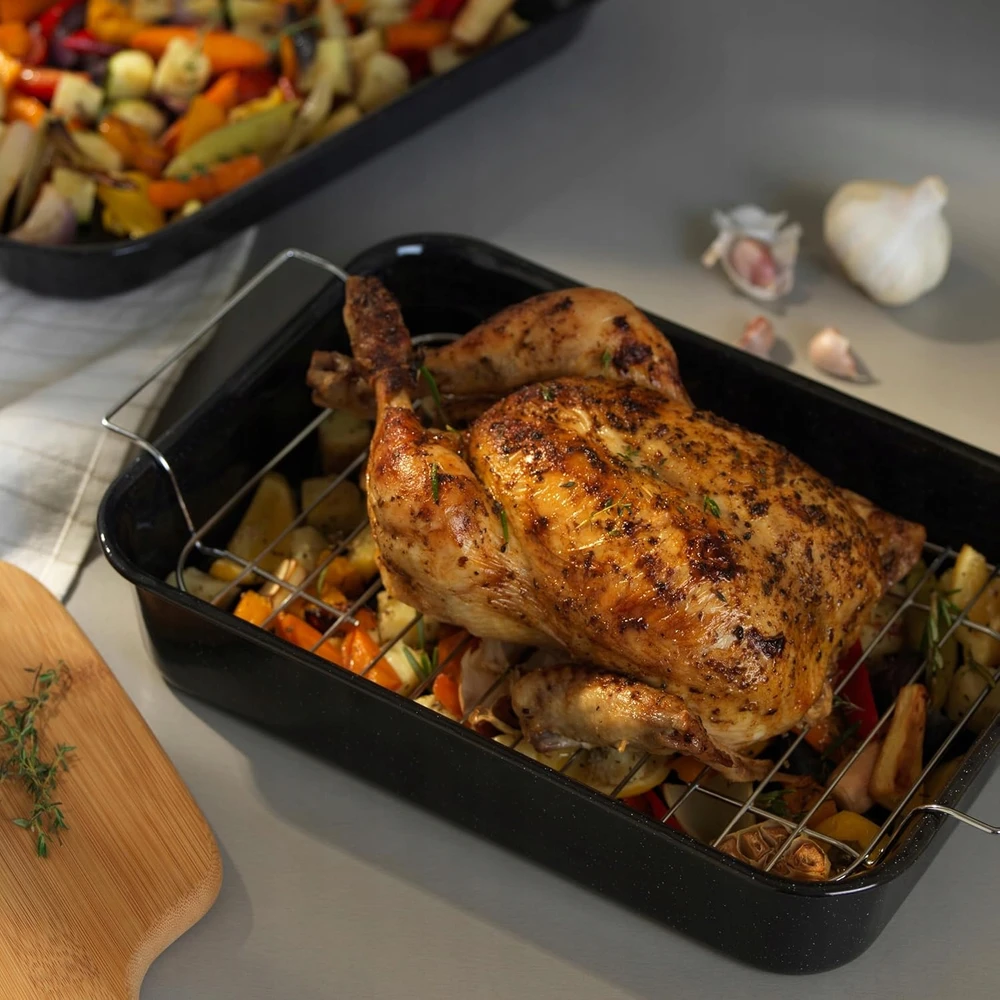 Russell Hobbs skarda skrudinimui Enamel Roaster & Rack, 34 cm