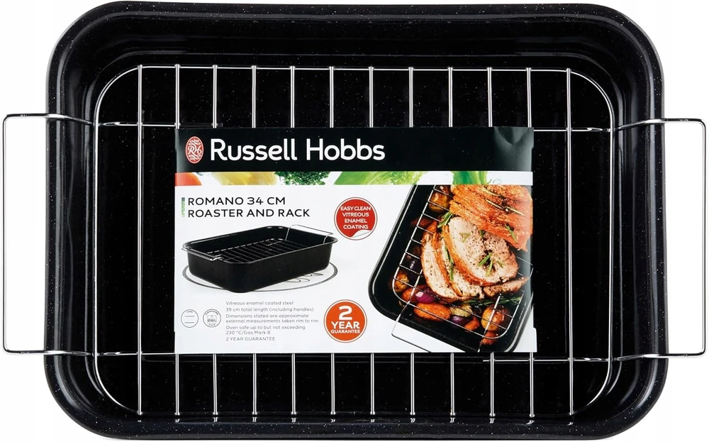 Russell Hobbs skarda skrudinimui Enamel Roaster & Rack, 34 cm
