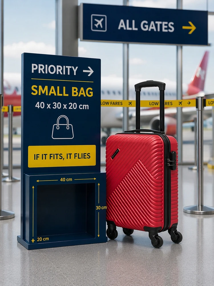 Ryanair mažas rankinis bagažas, 40x30x20 cm, su nuimamais ratukais. Burgundija