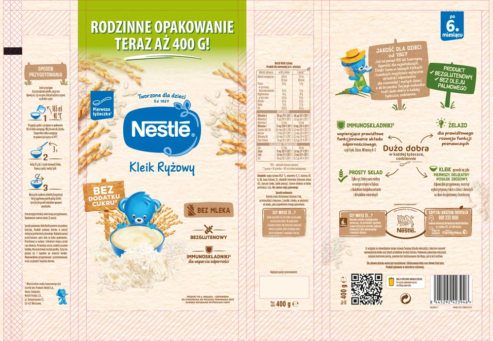 Ryžių košė Nestle nuo 6 mėnesio 400g