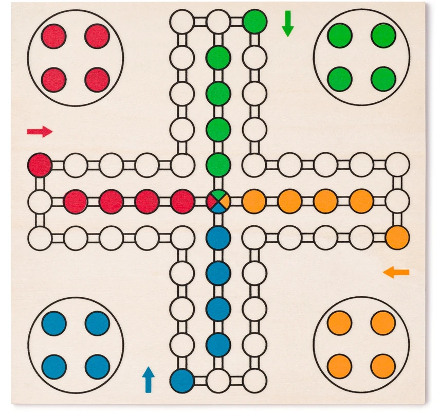 Dėlionė Woodyland Šachmatai, Ludo, Šaškės, 6 kauliukai ir Domino