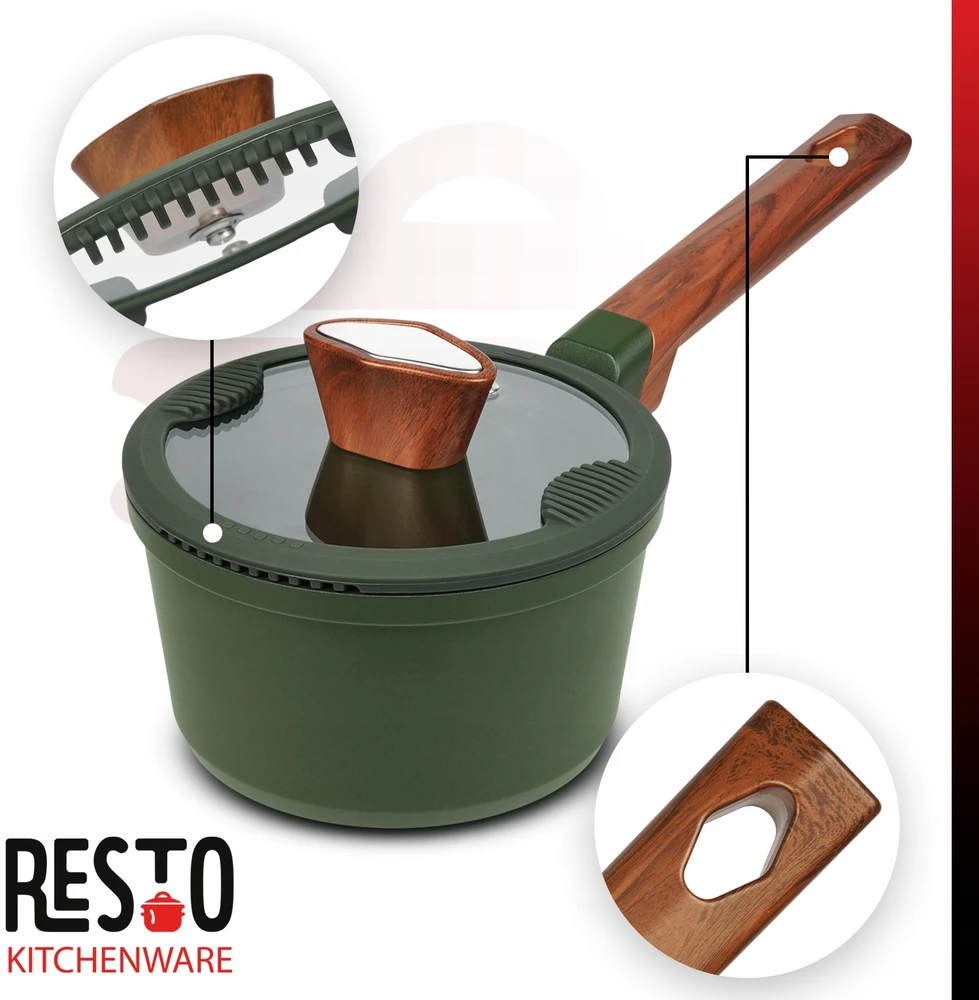 SADR PUODAS RESTO SADR 16CM INDUKCINIS ALIUMININIS 1.4L + STIKLINIS dangtelis