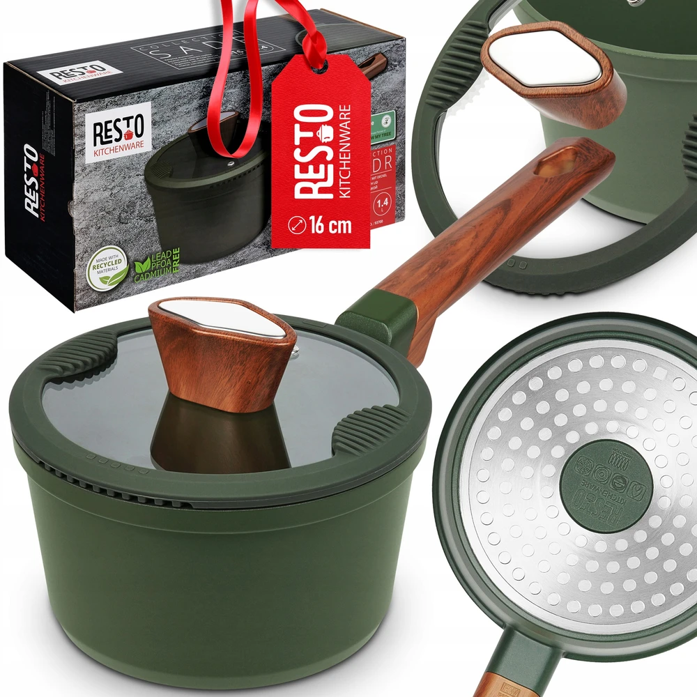 SADR PUODAS RESTO SADR 16CM INDUKCINIS ALIUMININIS 1.4L + STIKLINIS dangtelis