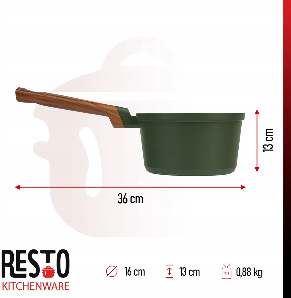 SADR PUODAS RESTO SADR 16CM INDUKCINIS ALIUMININIS 1.4L + STIKLINIS dangtelis