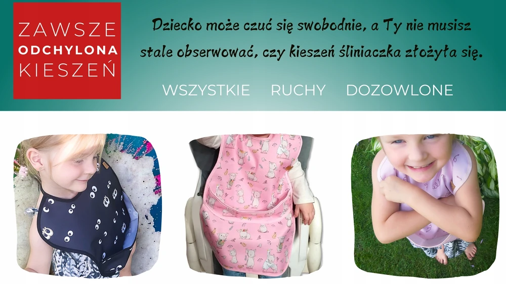Safe Baby Sag Śliniak neperšlampamas vaikams BLW nieprzemakalny su kieszonką wiązany