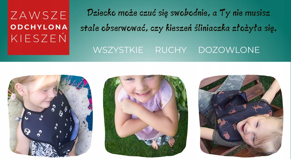 Safe Baby Sag Śliniak neperšlampamas vaikams BLW su kieszonką wiązany nieprzemakalny