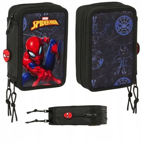 Safta Mokyklinis penalas su priedais Spider-Man Attack Juoda 12,5 x 19,5 x 5,5 cm 37 Dalys