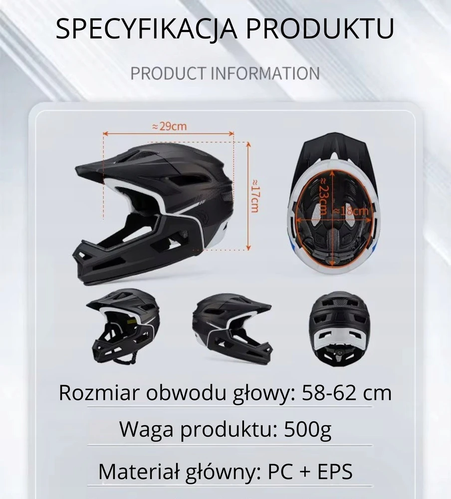 Sahoo Visą veidą dengiantis MTB dviračio šalmas su nuimama viso veido burna 58-62 cm