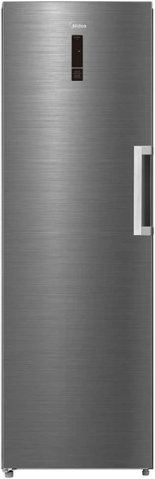 Midea Šaldiklis | MDRU385MTE46 | Energijos vartojimo efektyvumo klasė E | Stačias | Laisvai stovintis | Ūgis 185 cm | Bendra grynoji talpa 272 L | No Frost sistema | Ekranas | Inox