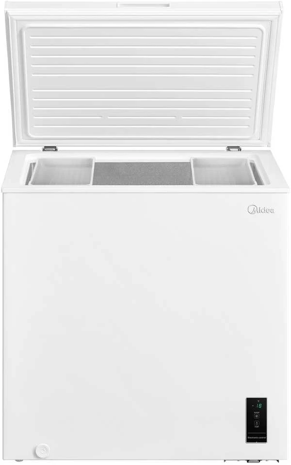 Midea Šaldiklis | MDRU385MTE46 | Energijos vartojimo efektyvumo klasė E | Stačias | Laisvai stovintis | Ūgis 185 cm | Bendra grynoji talpa 272 L | No Frost sistema | Ekranas | Inox