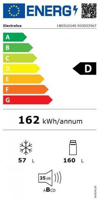 144cm įmontuojamas šaldytuvas su šaldikliu Electrolux LNS5LD14S