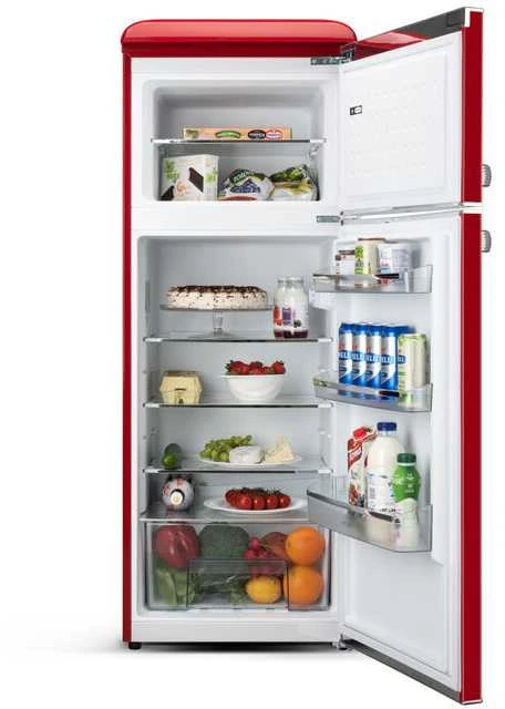 ETA | Šaldytuvas | ETA253490030E Storio retro | Energy efficiency class E | Free standing | Double Door | Height 148.2 cm | Šaldytuvas net capacity 170 L | Šaldiklis net capacity 45 L | 44 dB | Raudona