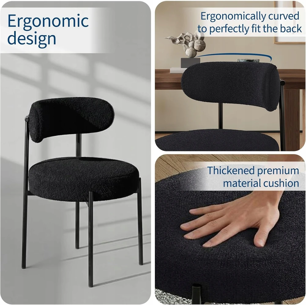 Salutmeuble 2 valgomojo kėdžių komplektas, ergonomiškas atlošas, minkštas sherpa audinys, metalinės kojos