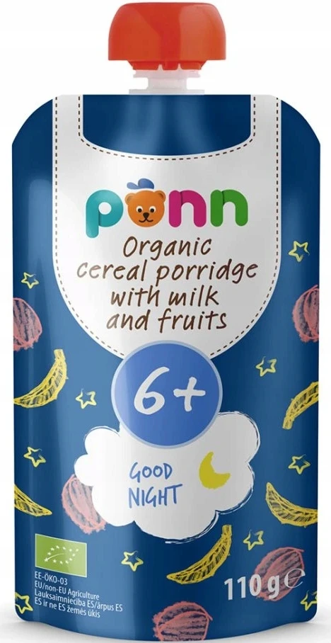 SALVEST Ponn BIO Bananas su mėlynėmis ir javų dribsniais DESERTAS vaikams 110 g
