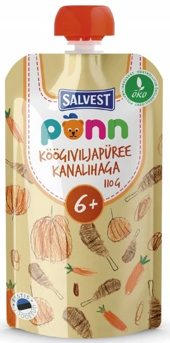 SALVEST Ponn BIO Vištiena su daržovių tyre VAKARIENĖ VAIKAMS 110 g