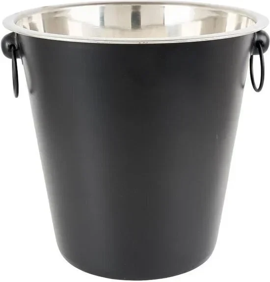 Excellent Houseware Juoda plieno kibiras ledui, butelis šampano, vynas, spiritas ledui