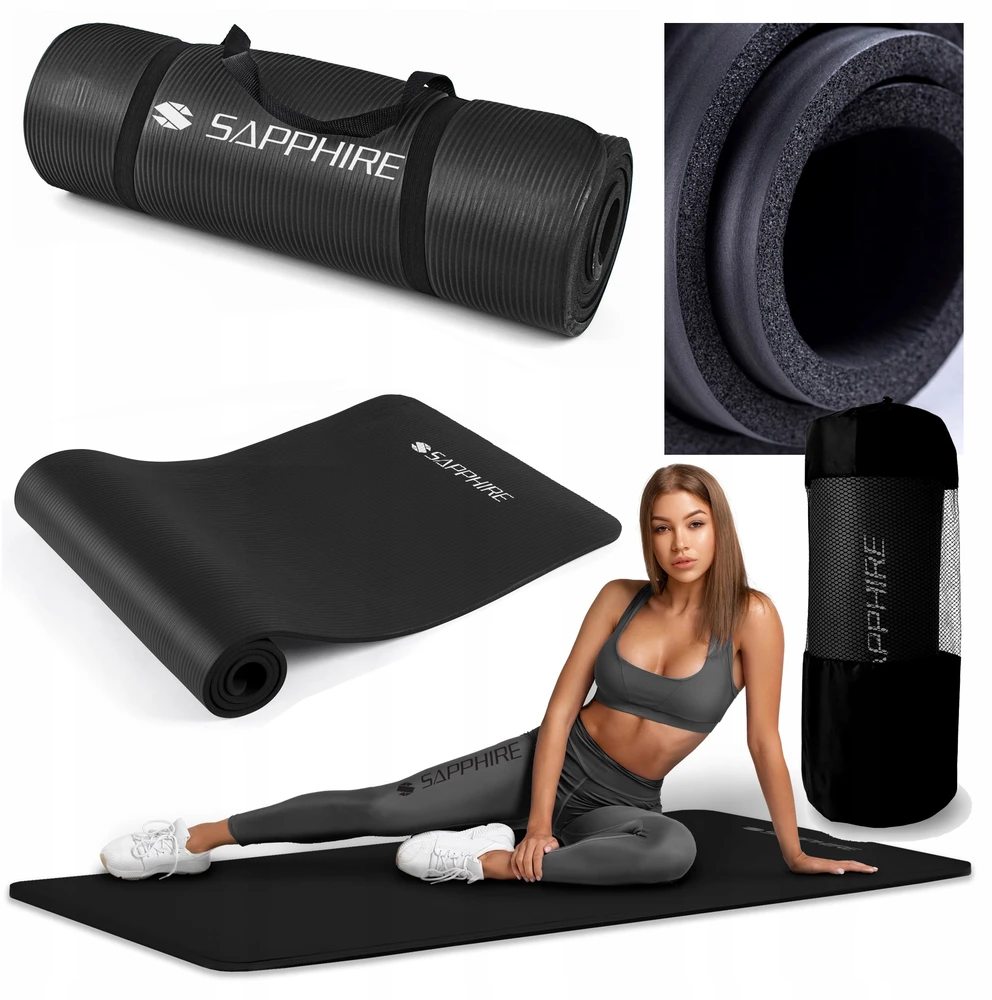 Sapphire Fitness kilimėlis gimnastikos NBR rankena, storis 1,5 cm, ilgaamžis
