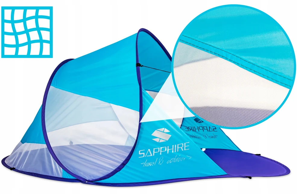Sapphire PAPLŪDŽIO palapinė, savaime sulankstoma, didelis SODO EKRANAS, turistinis UV FILTRAS
