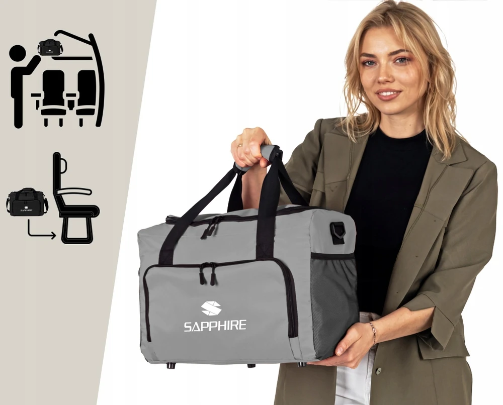 Sapphire TRAVEL BAG rankinis bagažas Lėktuvui 40x30x20 RYANAIR WIZZAIR dirželis