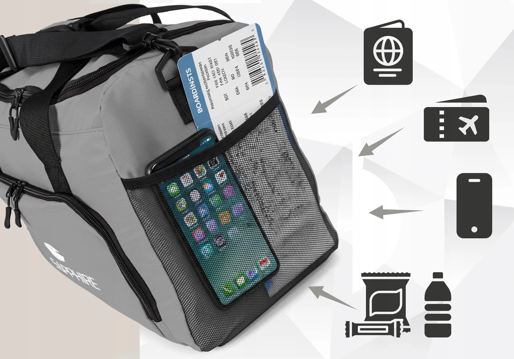 Sapphire TRAVEL BAG rankinis bagažas Lėktuvui 40x30x20 RYANAIR WIZZAIR dirželis