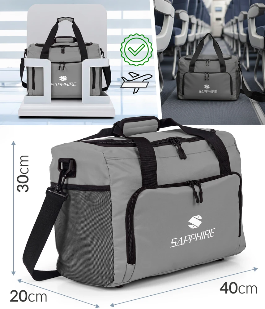 Sapphire TRAVEL BAG rankinis bagažas Lėktuvui 40x30x20 RYANAIR WIZZAIR dirželis