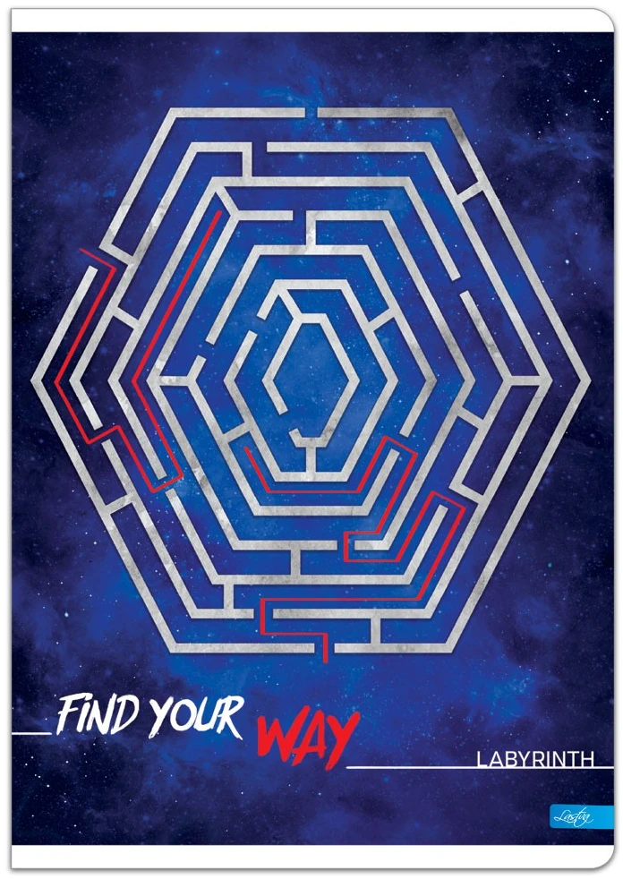 Lastva Sąsiuvinis, A5, 80lapų, 70g, linijomis, LABYRINTH