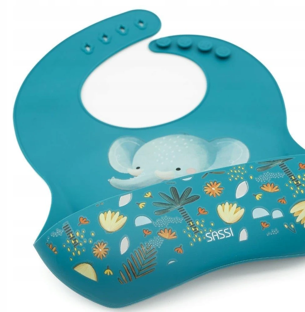 Sassi Junior - Silikoninis prijuostė Chewy dramblė.